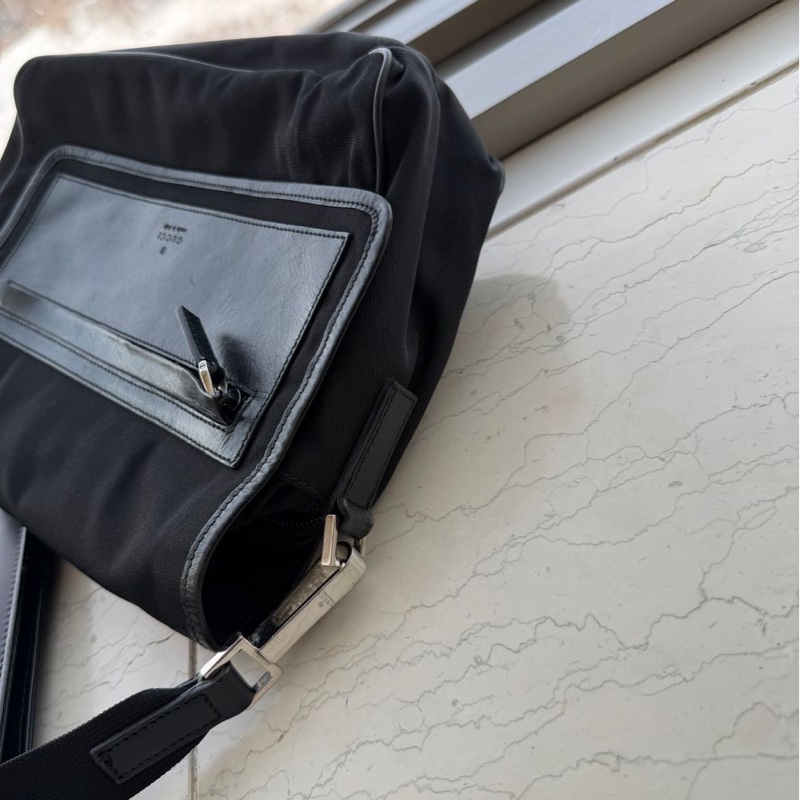 古馳 斜挎包  郵差包 肩背  斜挎  gucci black黑色 nylon /leather crossbody bag-20
