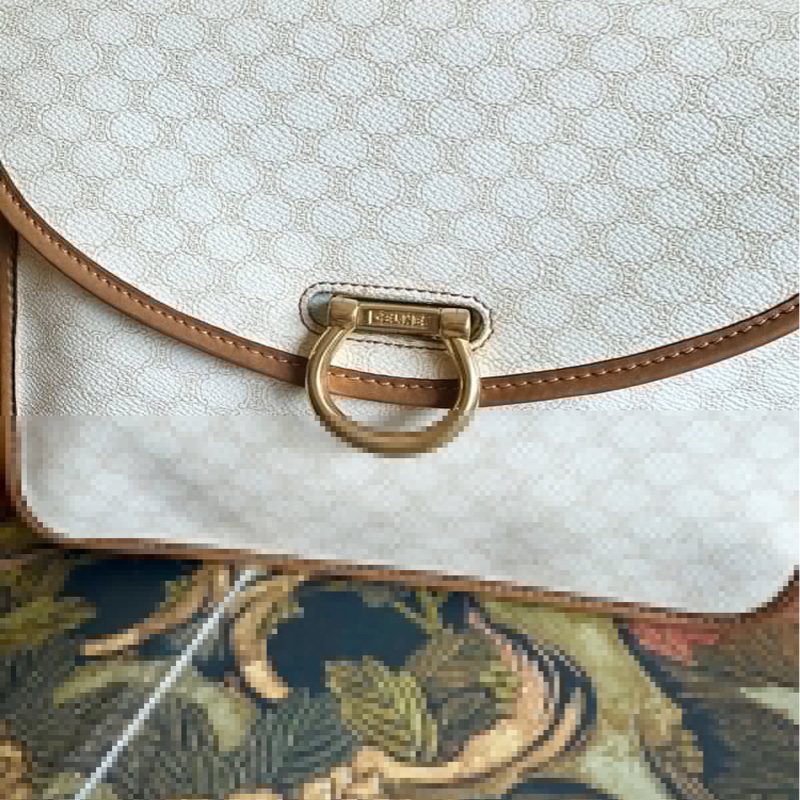 思琳 白老花 白色 老花 凱旋門 馬蹄扣 斜背包 側背包 中古包包 vintage celine bag-2