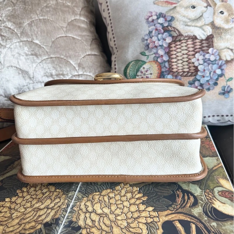 思琳 白老花 白色 老花 凱旋門 馬蹄扣 斜背包 側背包 中古包包 vintage celine bag-3