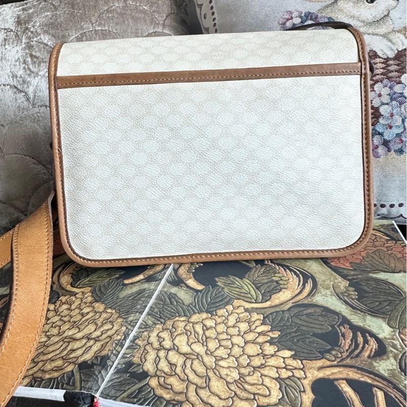 思琳 白老花 白色 老花 凱旋門 馬蹄扣 斜背包 側背包 中古包包 vintage celine bag-8