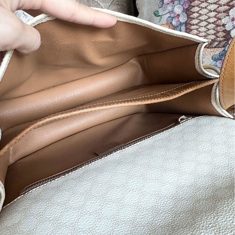 思琳 白老花 白色 老花 凱旋門 馬蹄扣 斜背包 側背包 中古包包 vintage celine bag-12