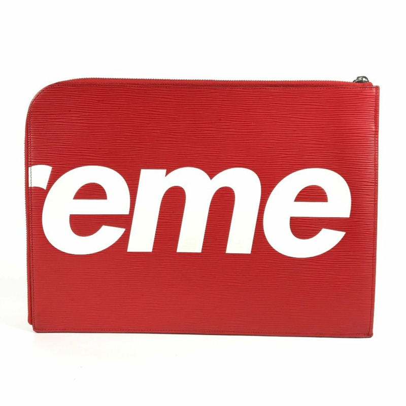 路易威登 M67722 Epi Pochette Jour GM Supreme 聯名手拿包 男士紅色-1