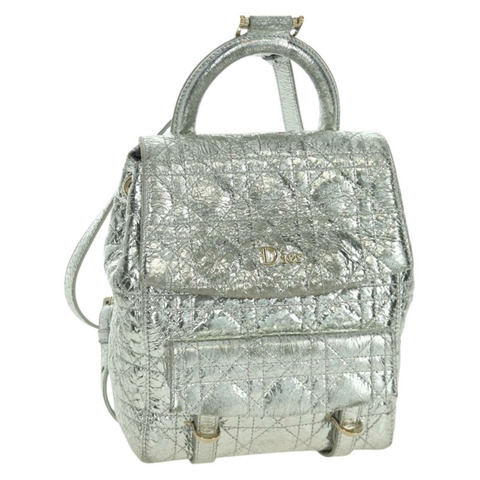 Christian Dior Canage 雙肩包，皮革材質，金色/銀色，正品 AMZ448V