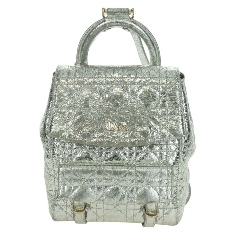 【日本直送】Christian Dior Canage 雙肩包，皮革材質，金色/銀色，正品 AMZ448V-12