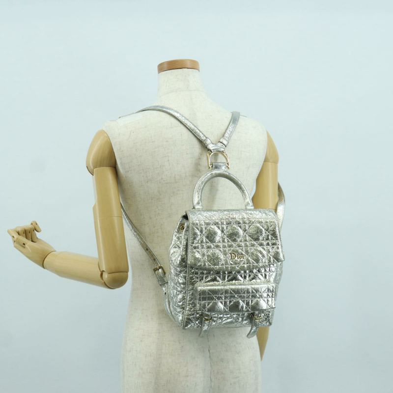 【日本直送】Christian Dior Canage 雙肩包，皮革材質，金色/銀色，正品 AMZ448V-30