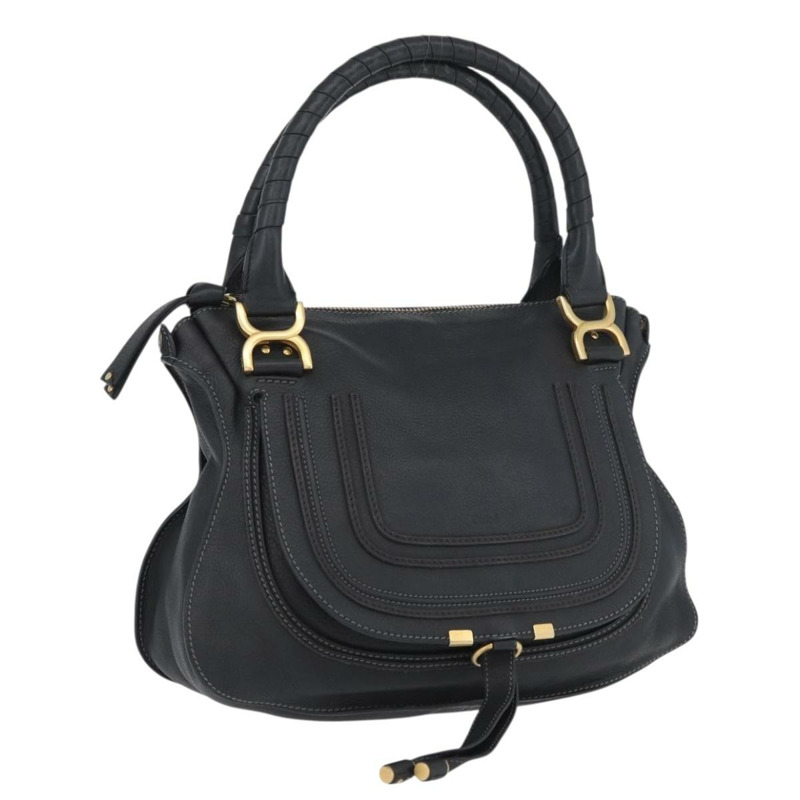【日本直送】Chloe Mercy 手提包 皮革 黑色 金色 正品 YKZ072A-0