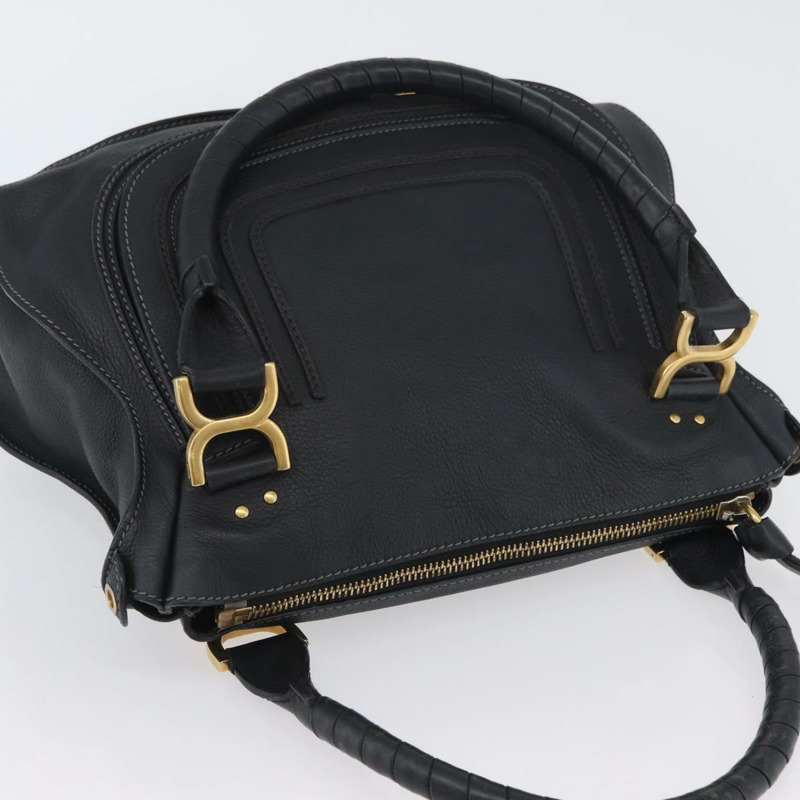 【日本直送】Chloe Mercy 手提包 皮革 黑色 金色 正品 YKZ072A-5