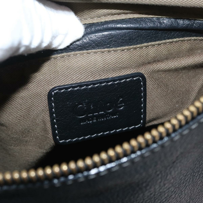 【日本直送】Chloe Mercy 手提包 皮革 黑色 金色 正品 YKZ072A-16