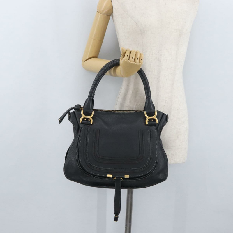 【日本直送】Chloe Mercy 手提包 皮革 黑色 金色 正品 YKZ072A-21