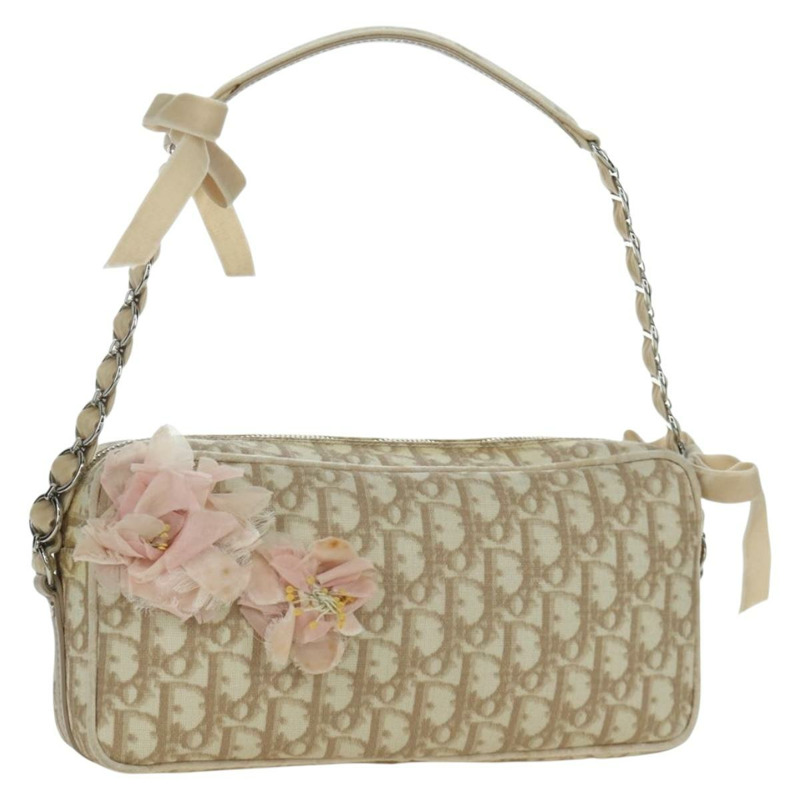 【日本直送】Christian Dior Trotter帆布少女包 PVC皮革 米色 銀色 正品 YKZ130SAV-0