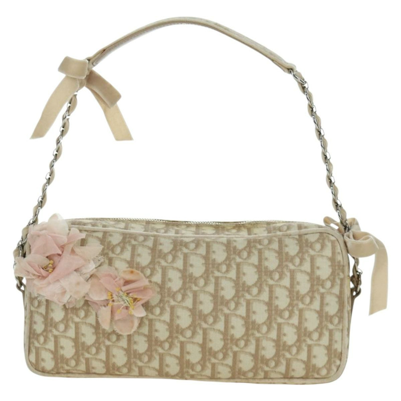 【日本直送】Christian Dior Trotter帆布少女包 PVC皮革 米色 銀色 正品 YKZ130SAV-12