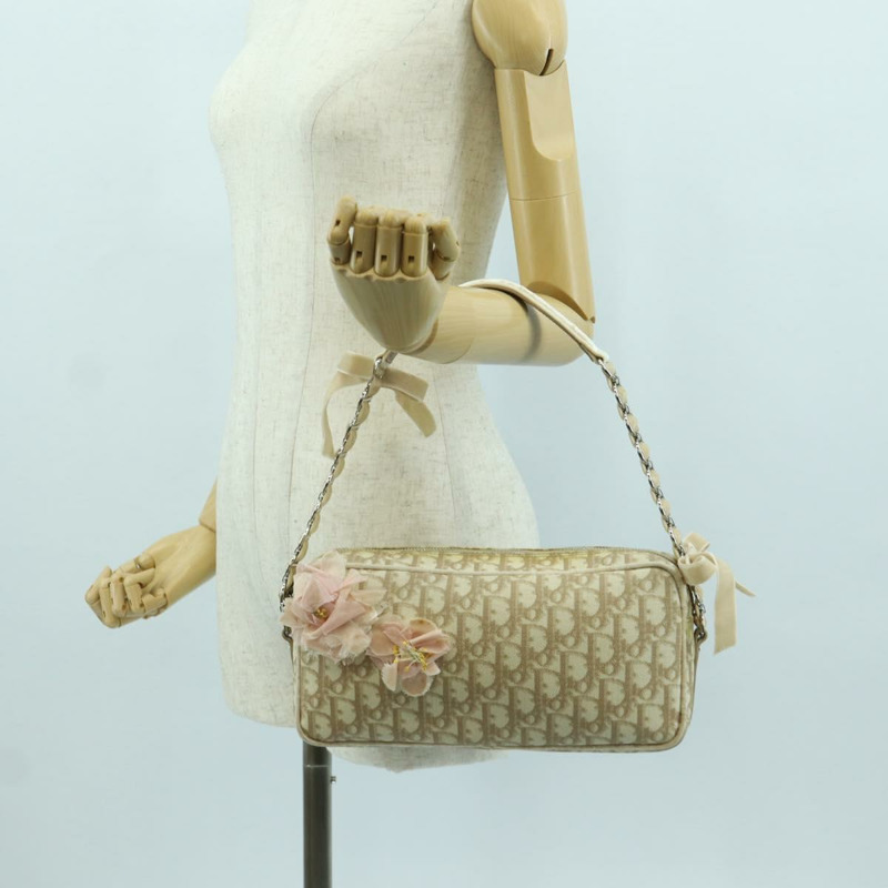 【日本直送】Christian Dior Trotter帆布少女包 PVC皮革 米色 銀色 正品 YKZ130SAV-26