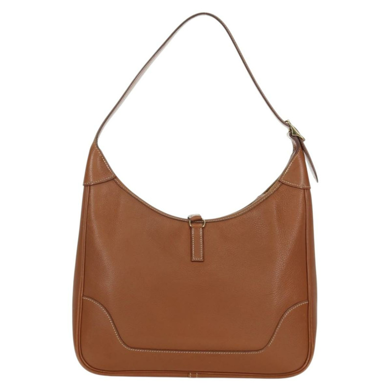 【日本直送】愛馬仕 Trim 31 肩背包，Togo 皮革，棕色金色，正品 am11092V-1