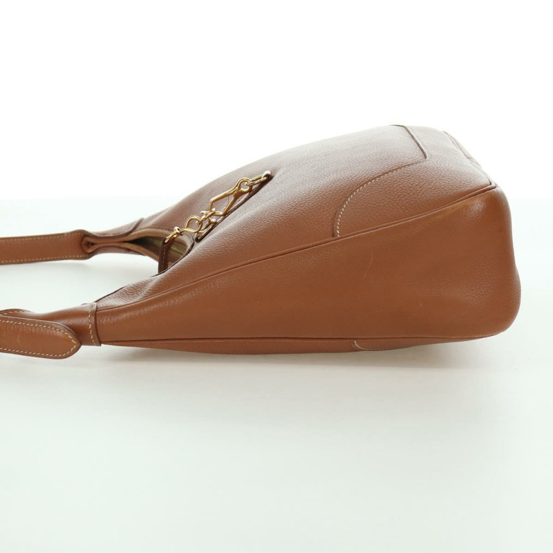 【日本直送】愛馬仕 Trim 31 肩背包，Togo 皮革，棕色金色，正品 am11092V-2