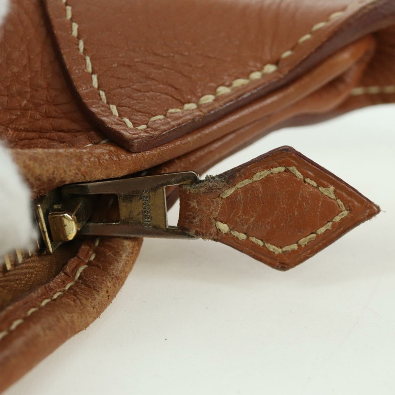 【日本直送】愛馬仕 Trim 31 肩背包，Togo 皮革，棕色金色，正品 am11092V-7