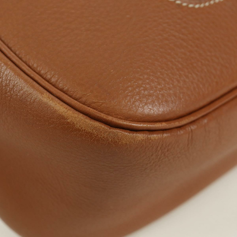 【日本直送】愛馬仕 Trim 31 肩背包，Togo 皮革，棕色金色，正品 am11092V-15