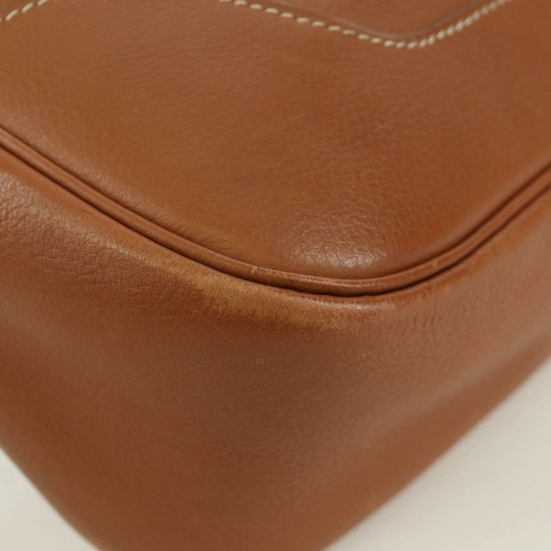 【日本直送】愛馬仕 Trim 31 肩背包，Togo 皮革，棕色金色，正品 am11092V-17