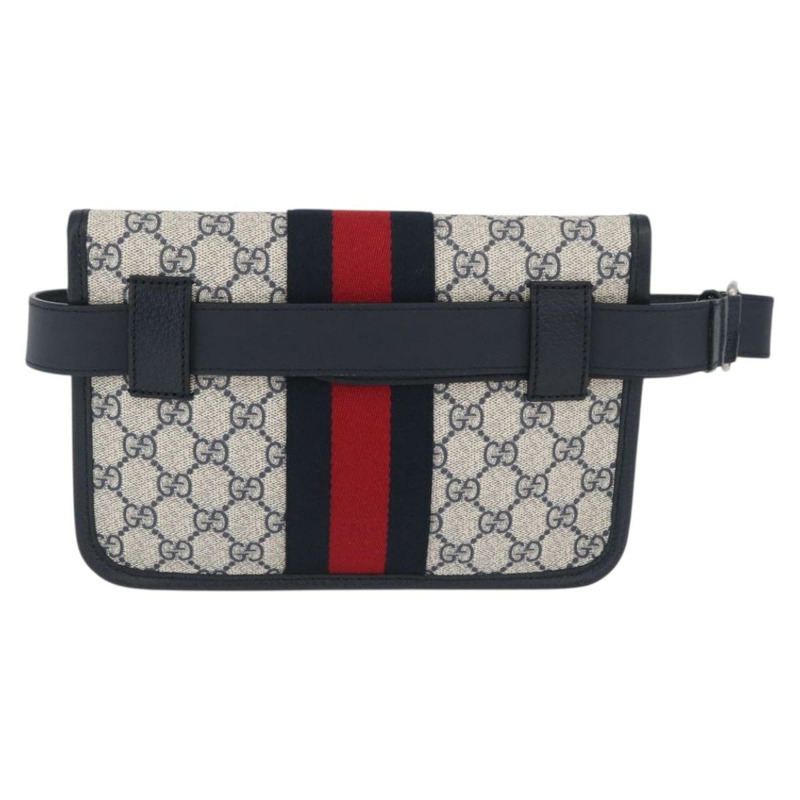 【日本直送】GUCCI GG Supreme Sherry Line 腰包 PVC 米色 銀色 674081 正品 ka3418M-1