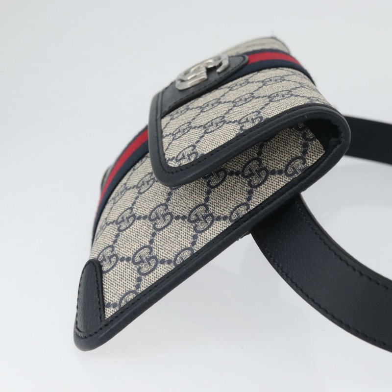 【日本直送】GUCCI GG Supreme Sherry Line 腰包 PVC 米色 銀色 674081 正品 ka3418M-2