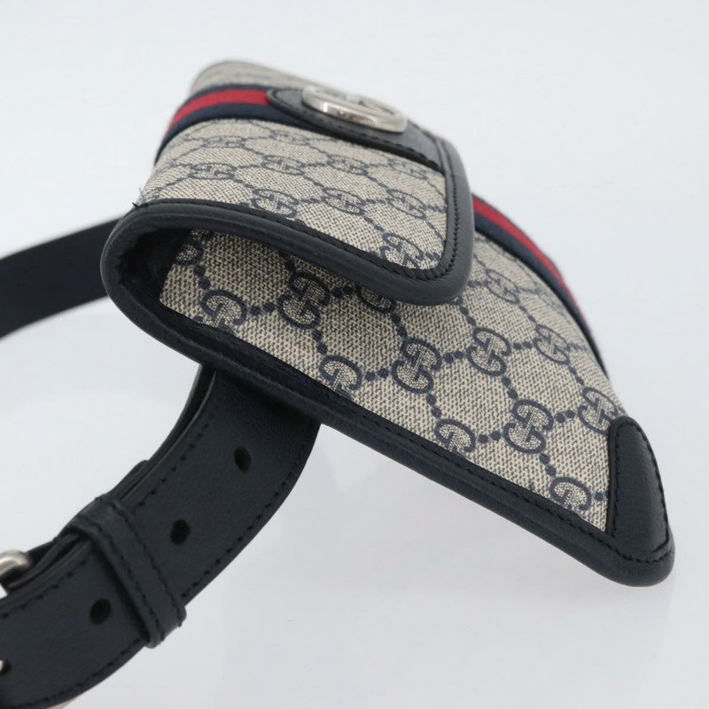 【日本直送】GUCCI GG Supreme Sherry Line 腰包 PVC 米色 銀色 674081 正品 ka3418M-3