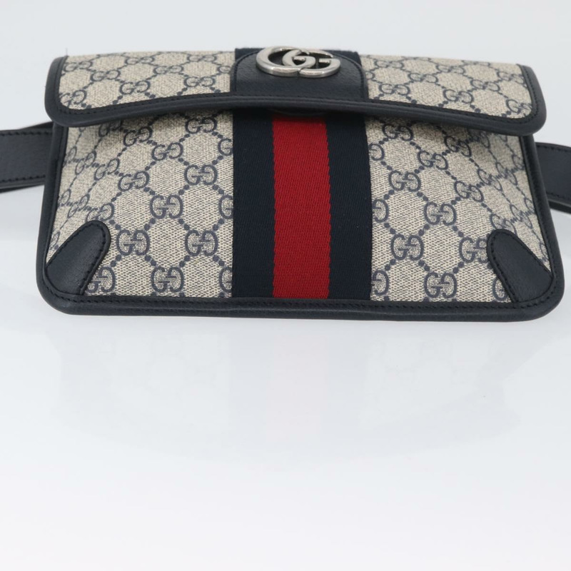 【日本直送】GUCCI GG Supreme Sherry Line 腰包 PVC 米色 銀色 674081 正品 ka3418M-4