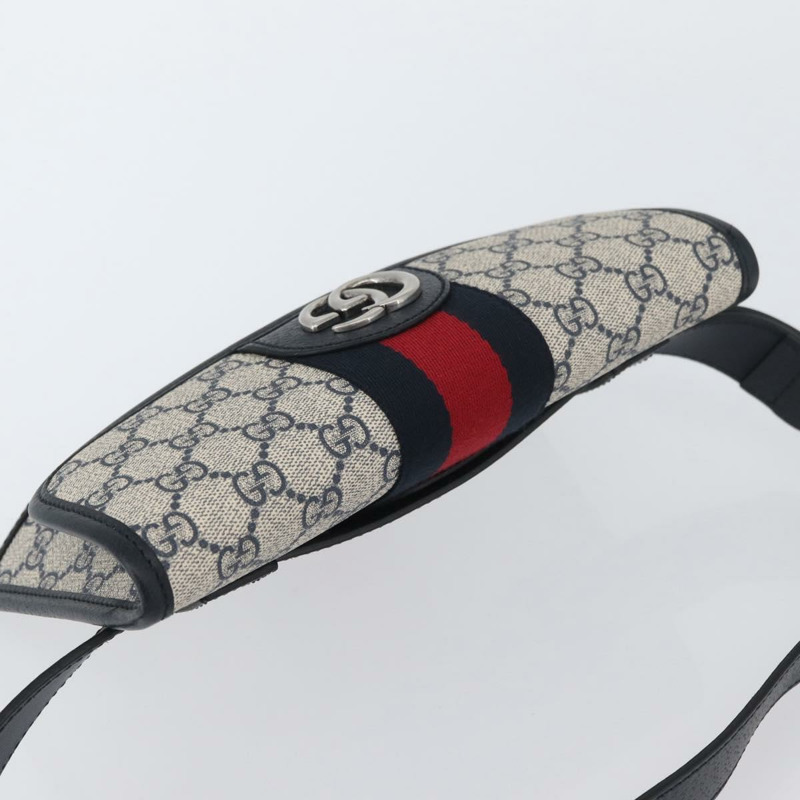【日本直送】GUCCI GG Supreme Sherry Line 腰包 PVC 米色 銀色 674081 正品 ka3418M-5