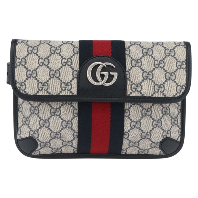 【日本直送】GUCCI GG Supreme Sherry Line 腰包 PVC 米色 銀色 674081 正品 ka3418M-12