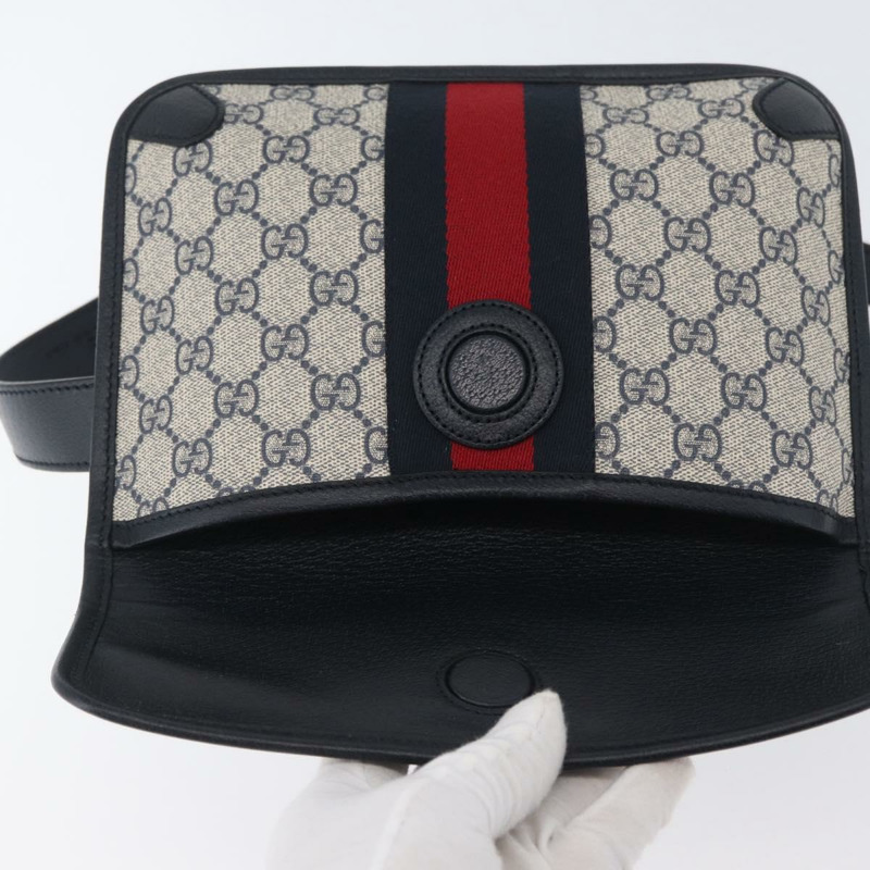 【日本直送】GUCCI GG Supreme Sherry Line 腰包 PVC 米色 銀色 674081 正品 ka3418M-17