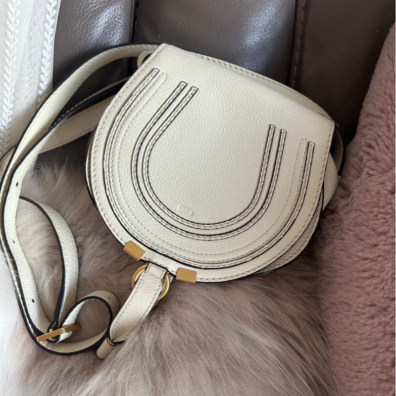 蔻依 馬鞍包 馬蹄包 肩背  手提包 側背包 斜背包 中古包 經典款 Chloe Marcie bag-5