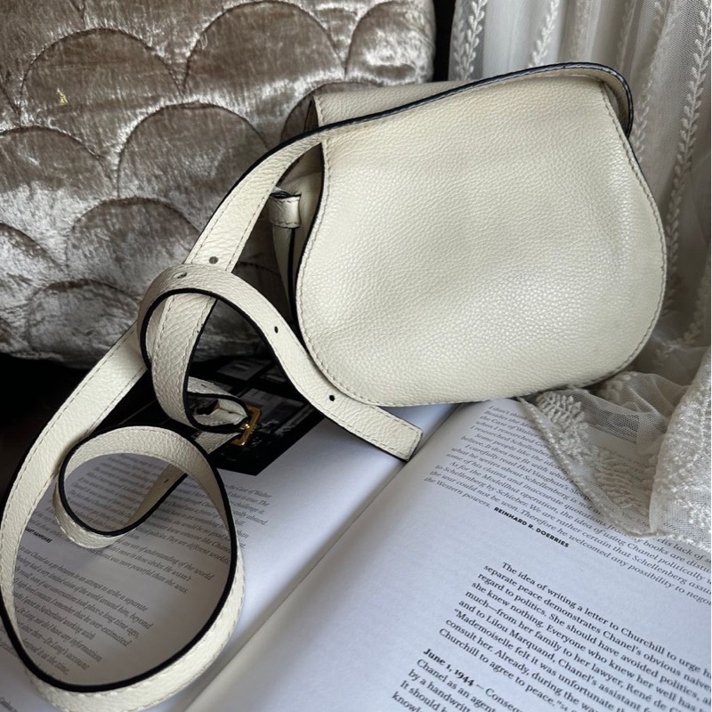 蔻依 馬鞍包 馬蹄包 肩背  手提包 側背包 斜背包 中古包 經典款 Chloe Marcie bag-14