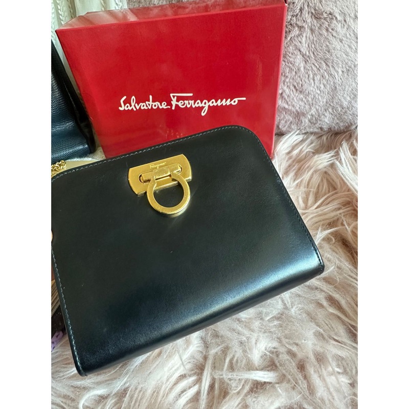 菲拉格慕 Salvatore Ferragamo 經典馬蹄扣 黛安娜王妃同款 Gancini 皮革鏈條斜背包-12