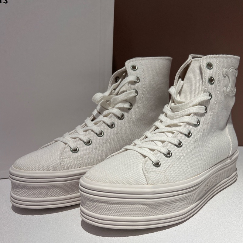 閒置新 未使用  Celine 白色帆布 鞋子37碼 附件…盒子-0