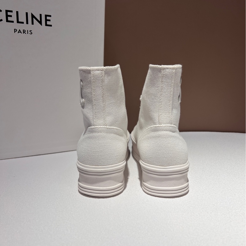 閒置新 未使用  Celine 白色帆布 鞋子37碼 附件…盒子-1