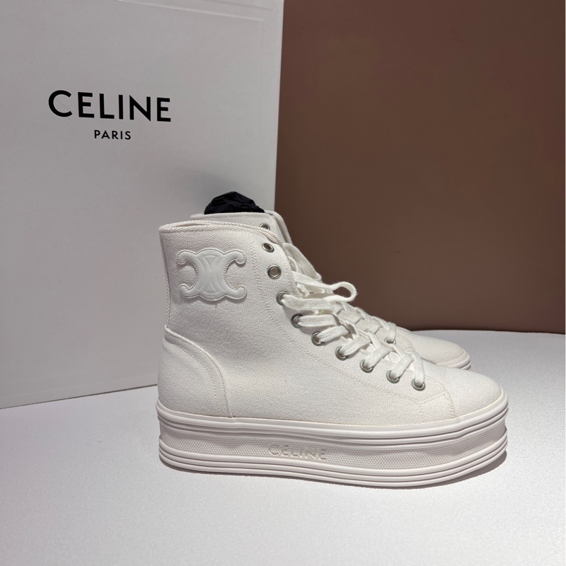 閒置新 未使用  Celine 白色帆布 鞋子37碼 附件…盒子-2