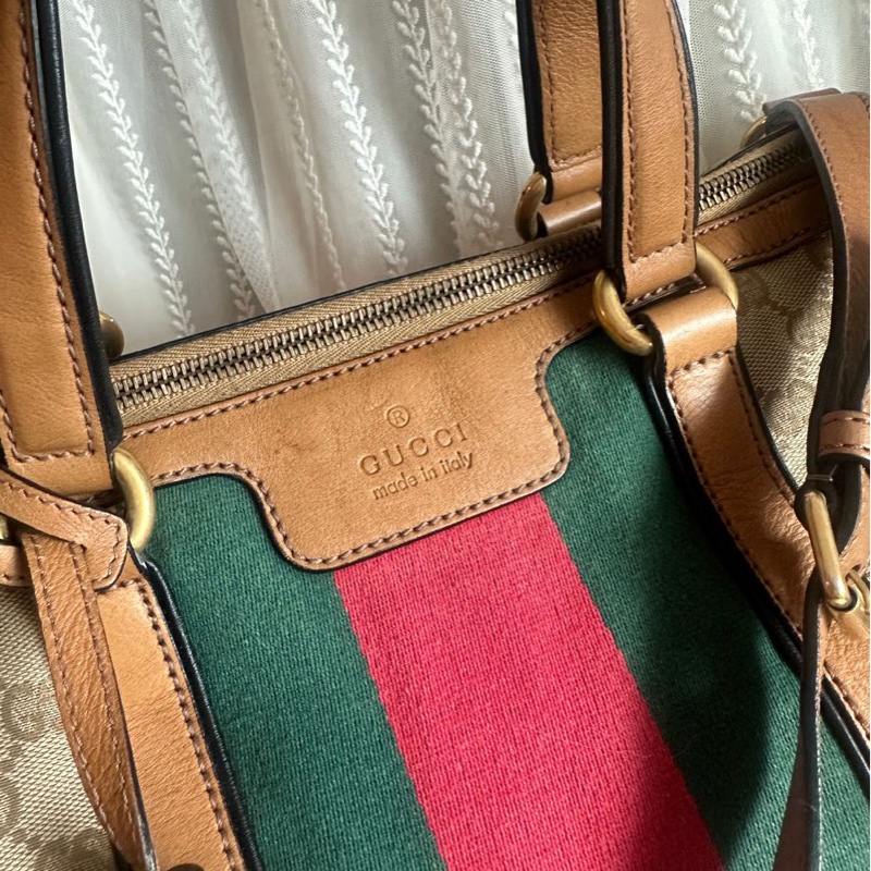 古馳 老花帆布 手提包  側背包 斜背包 流蘇包 竹節包 單肩包 通勤包休閒包 中古包 經典款 Gucci Ophidia tote bag-3