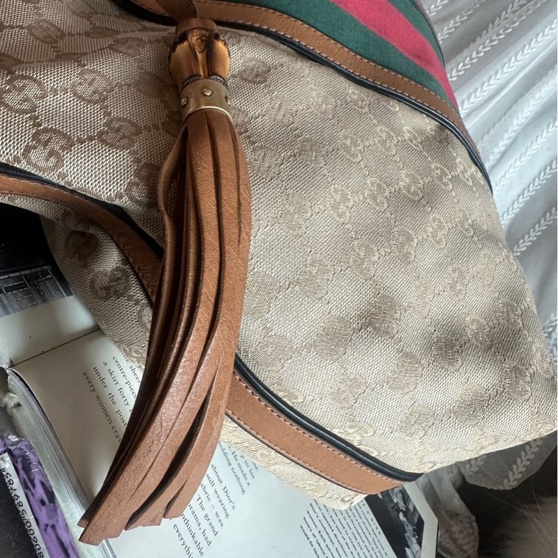 古馳 老花帆布 手提包  側背包 斜背包 流蘇包 竹節包 單肩包 通勤包休閒包 中古包 經典款 Gucci Ophidia tote bag-12