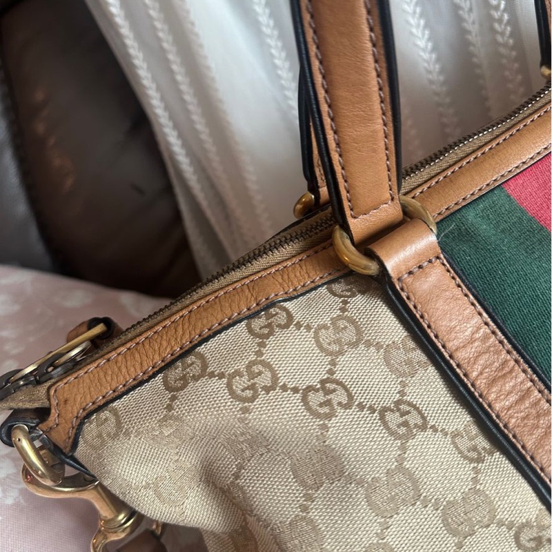 古馳 老花帆布 手提包  側背包 斜背包 流蘇包 竹節包 單肩包 通勤包休閒包 中古包 經典款 Gucci Ophidia tote bag-14