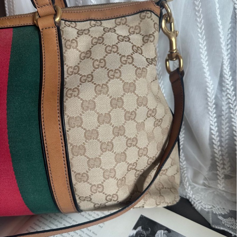 古馳 老花帆布 手提包  側背包 斜背包 流蘇包 竹節包 單肩包 通勤包休閒包 中古包 經典款 Gucci Ophidia tote bag-18