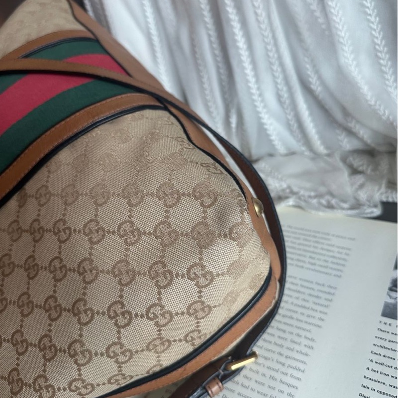 古馳 老花帆布 手提包  側背包 斜背包 流蘇包 竹節包 單肩包 通勤包休閒包 中古包 經典款 Gucci Ophidia tote bag-20