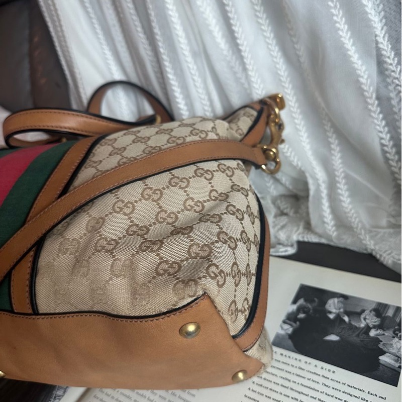 古馳 老花帆布 手提包  側背包 斜背包 流蘇包 竹節包 單肩包 通勤包休閒包 中古包 經典款 Gucci Ophidia tote bag-22