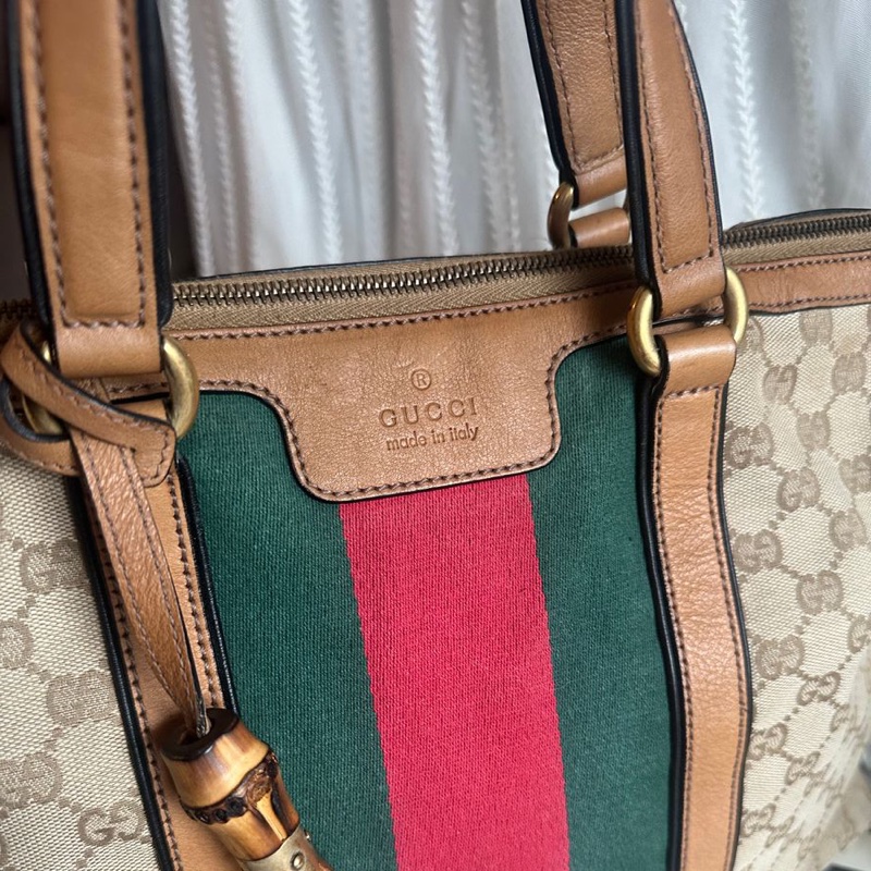 古馳 老花帆布 手提包  側背包 斜背包 流蘇包 竹節包 單肩包 通勤包休閒包 中古包 經典款 Gucci Ophidia tote bag-23