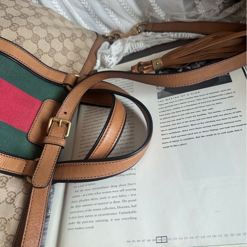 古馳 老花帆布 手提包  側背包 斜背包 流蘇包 竹節包 單肩包 通勤包休閒包 中古包 經典款 Gucci Ophidia tote bag-26