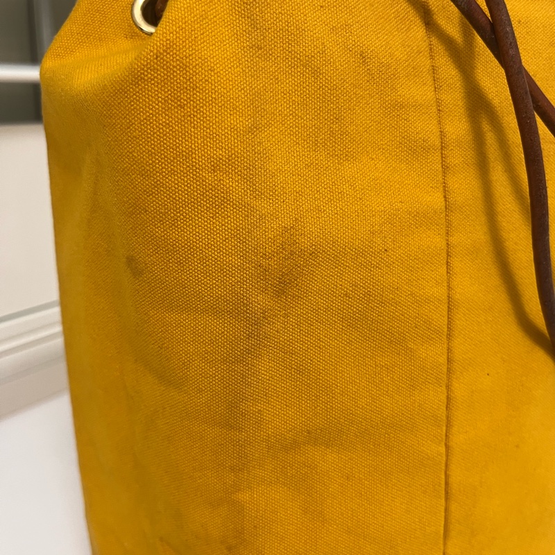 HERMES 古董包 - 金扣黃帆布水桶包-9