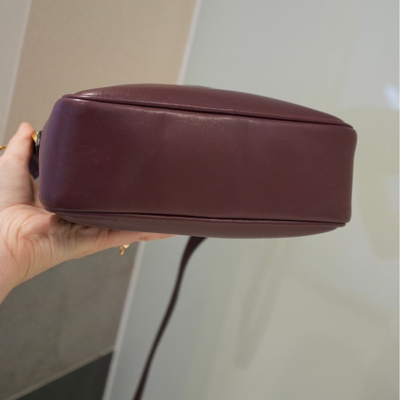 卡地亞 手提包  側背包 斜背包 流蘇包 豆腐包 單肩包 休閒包 棗紅色 酒紅色 中古包 經典款 cartier vintage bag burgundy-10