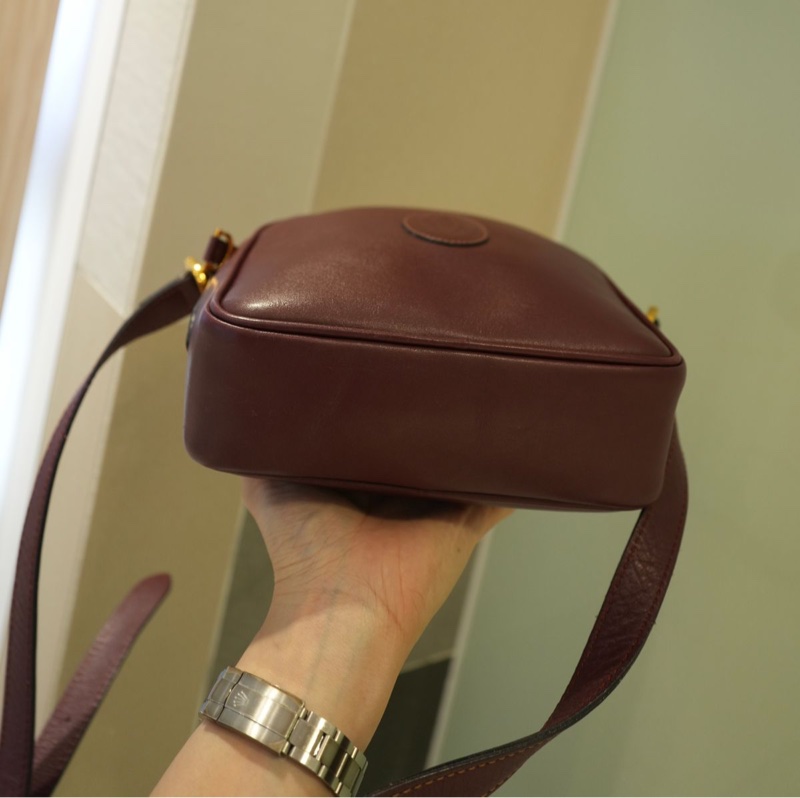 卡地亞 手提包  側背包 斜背包 流蘇包 豆腐包 單肩包 休閒包 棗紅色 酒紅色 中古包 經典款 cartier vintage bag burgundy-11