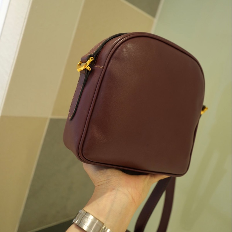 卡地亞 手提包  側背包 斜背包 流蘇包 豆腐包 單肩包 休閒包 棗紅色 酒紅色 中古包 經典款 cartier vintage bag burgundy-15