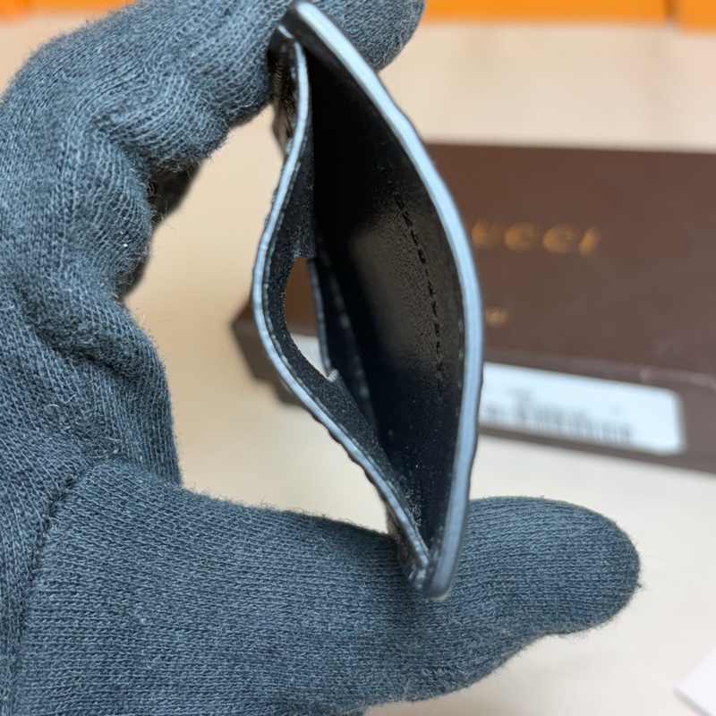 ✨近新閒置 Gucci 古馳 黑老花壓紋卡夾 鈔票夾 兩用-4