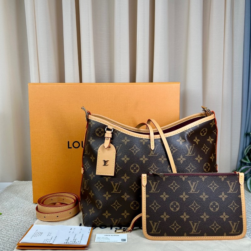 LV路易威登Carryall子母包 經典老花滿印 肩帶可拆卸 手提單肩斜挎都行 內裡乾淨 容量大 日常通勤百搭實用-0