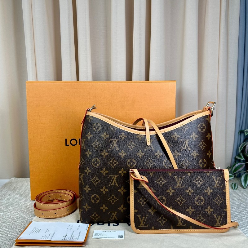 LV路易威登Carryall子母包 經典老花滿印 肩帶可拆卸 手提單肩斜挎都行 內裡乾淨 容量大 日常通勤百搭實用-1