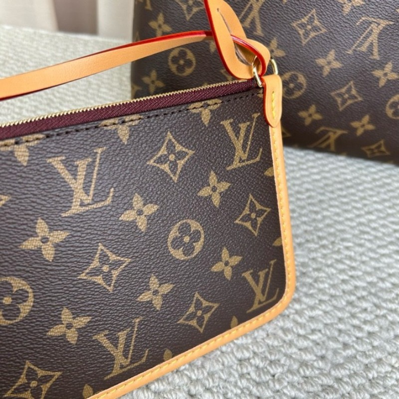 LV路易威登Carryall子母包 經典老花滿印 肩帶可拆卸 手提單肩斜挎都行 內裡乾淨 容量大 日常通勤百搭實用-16